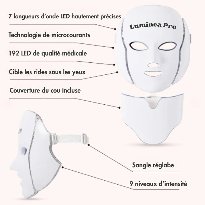 Masque LED régénérateur visage et cou - Luminea Pro